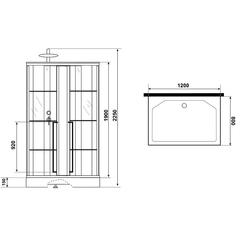 Душевая кабина Niagara Standart 120x80 L ST120/80/15QL/KL/BKT