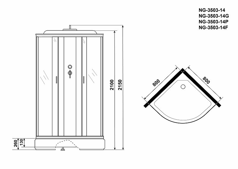Душевая кабина Niagara Classic 80x80  NG-3503-14G