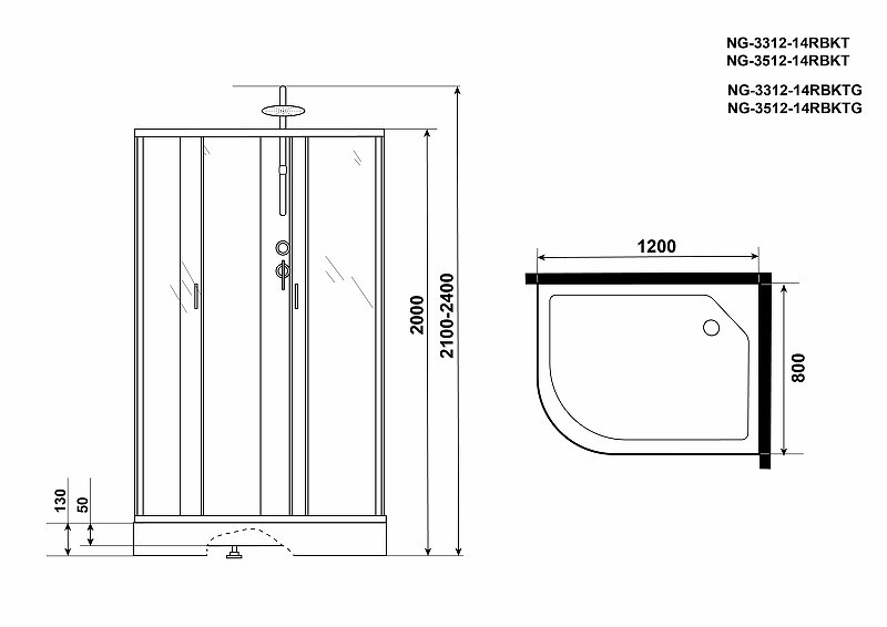 Душевая кабина Niagara Classic 120x80 R NG-3312-14RBKT