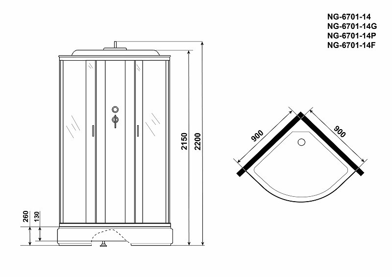 Душевая кабина Niagara Classic 90x90 NG-6701-14P