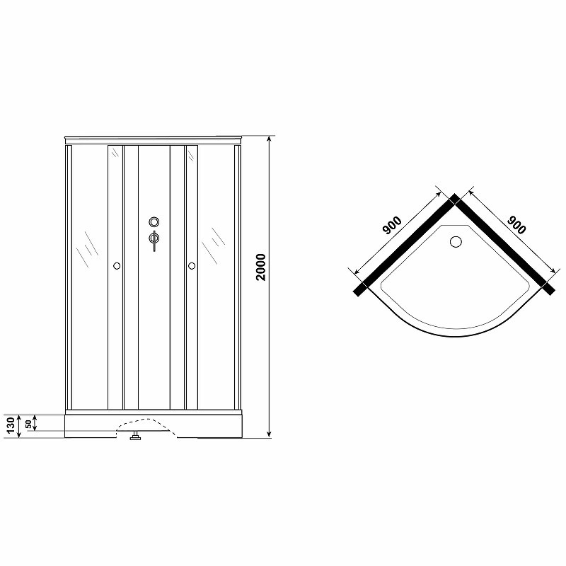 Душевая кабина Niagara Eco 90x90 E90/13/MT/BK