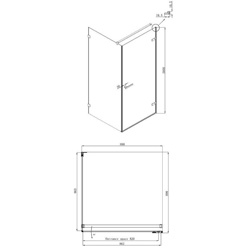 Душевой уголок Ambassador Abner 90x90 10011101R