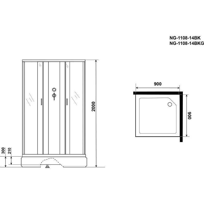 Душевая кабина Niagara Classic 90x90 NG-1108-14BK