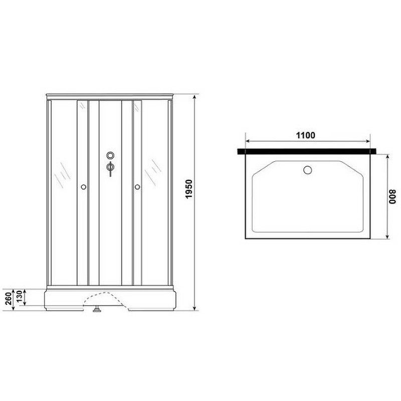 Душевая кабина Niagara Promo 110x80 P110/80/26Q/MT/BK