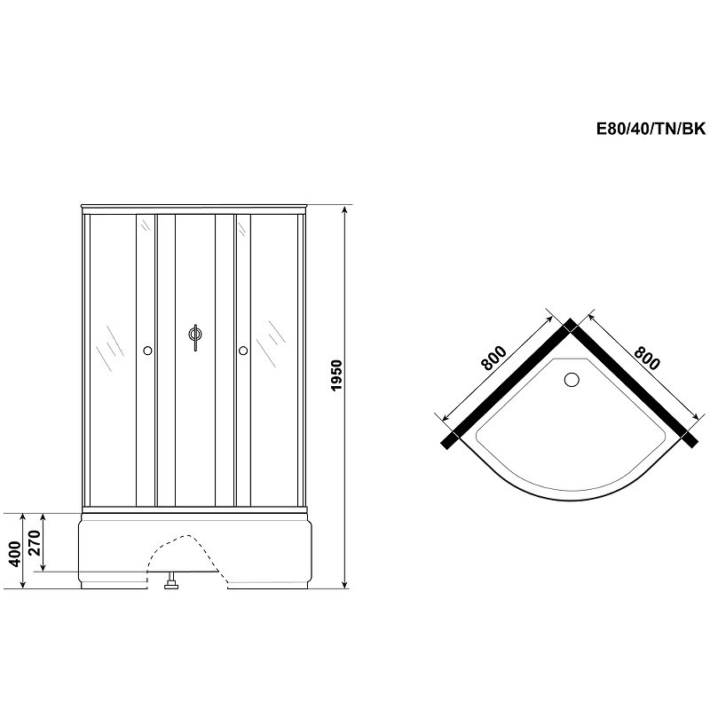 Душевая кабина Niagara Eco 80x80 E80/40/TN/BK