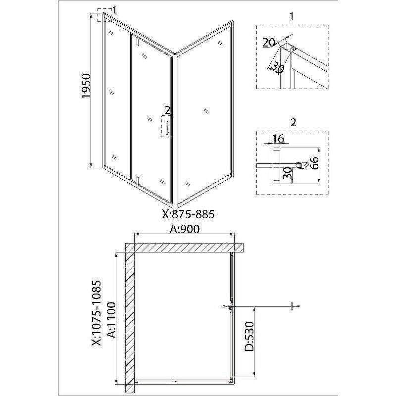 Душевой уголок Niagara Nova 110х90 NG-83-11AB-A90B