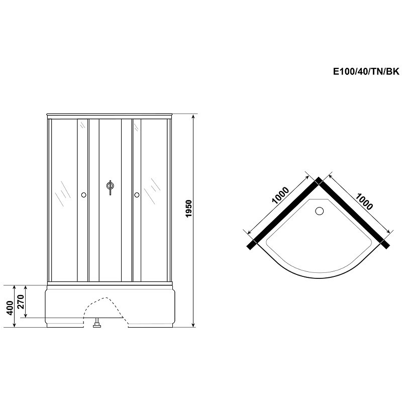 Душевая кабина Niagara Eco 100x100 E100/40/TN/BK