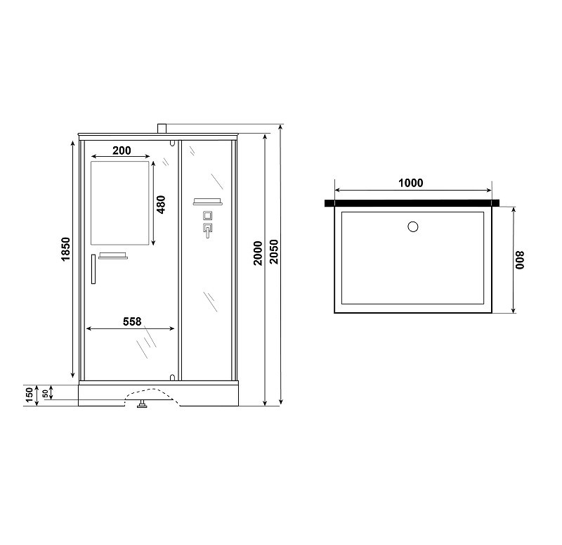 Душевая кабина Niagara Standart 100х80 ST100/80/15Q/BK