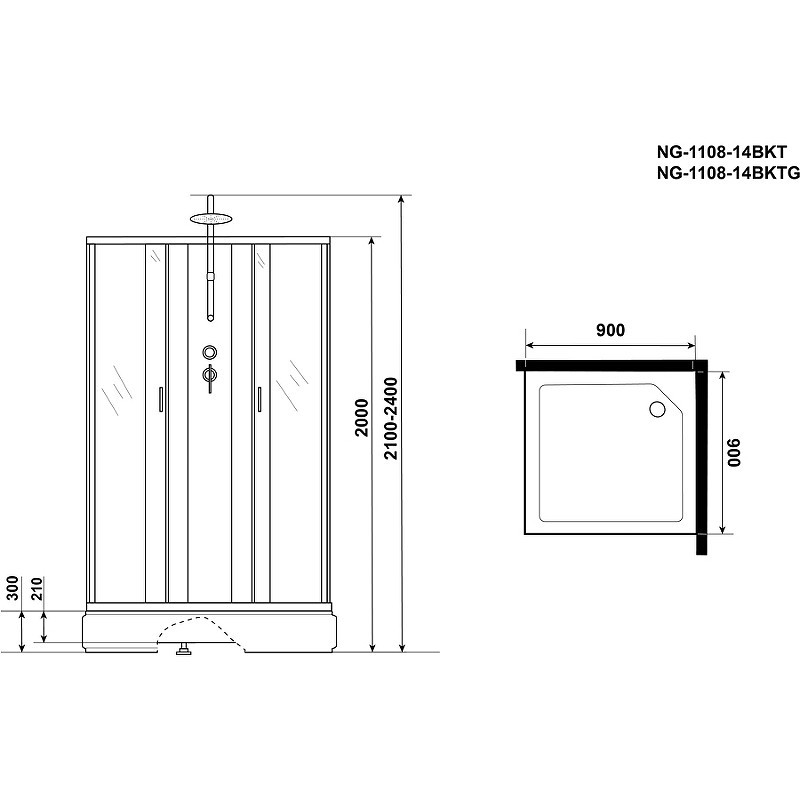 Душевая кабина Niagara Classic 90x90 NG-1108-14BKT