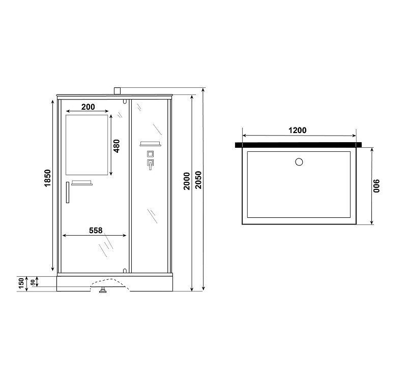 Душевая кабина Niagara Standart 120х90 ST120/90/15Q/BK