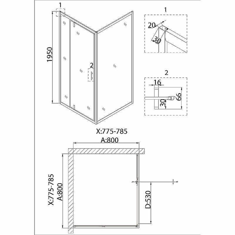 Душевой уголок Niagara Nova 80х80 NG-83-8AB-A80B