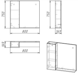 Зеркало со шкафом Grossman Альба 80 L 208005