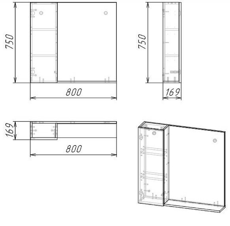Зеркало со шкафом Grossman Альба 80 L 208005