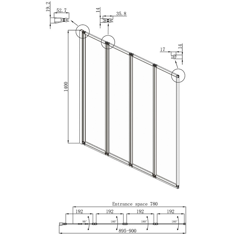 Шторка на ванну Ambassador Bath Screens 90х140 16041110L
