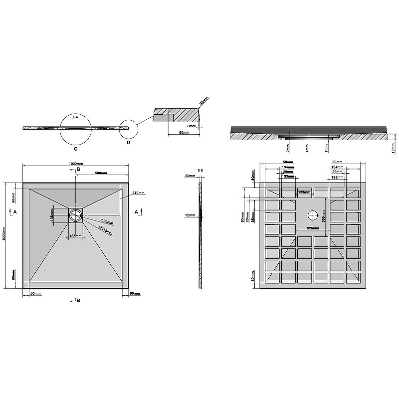 Душевой поддон из искусственного камня Grossman Strong 100x100 GR-S2100100Q