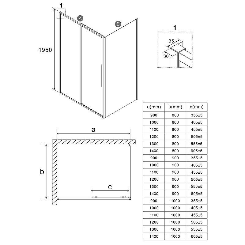 Душевой уголок Niagara Nova 110х100 NG-65-11CH-CH100-34