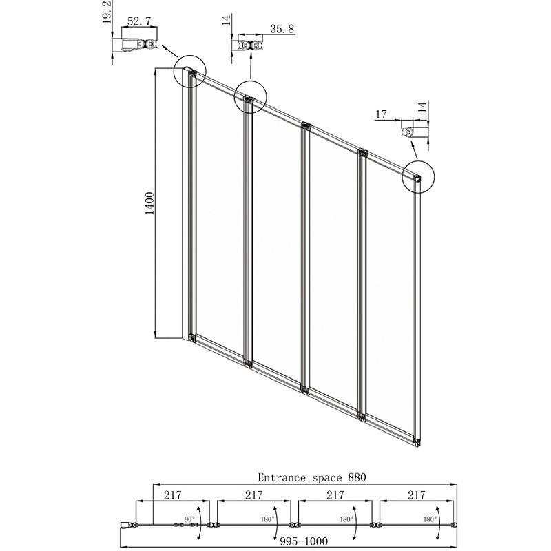 Шторка на ванну Ambassador Bath Screens 100х140 16041111L