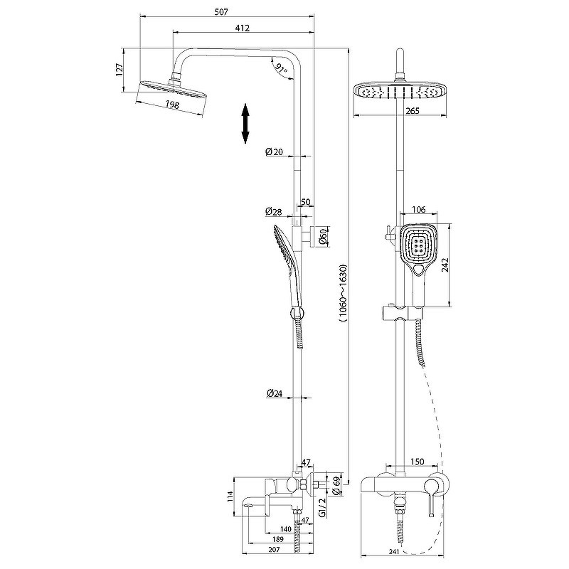 Душевая система Grossman Alba 500.K35.06.100/210