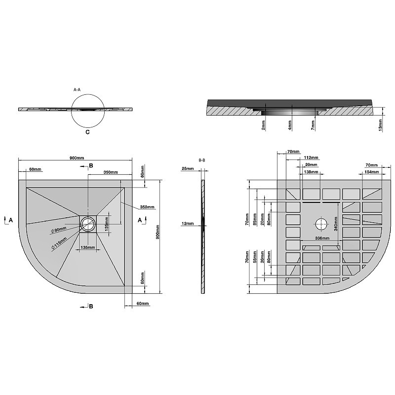 Душевой поддон из искусственного камня Grossman Strong 90x90 GR-S29090