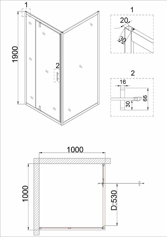 Душевой уголок Niagara Nova 100х100 NG-0200-08 BLACK