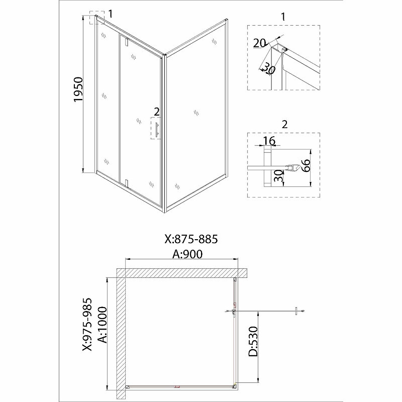 Душевой уголок Niagara Nova 100х90 NG-83-10AB-A90B