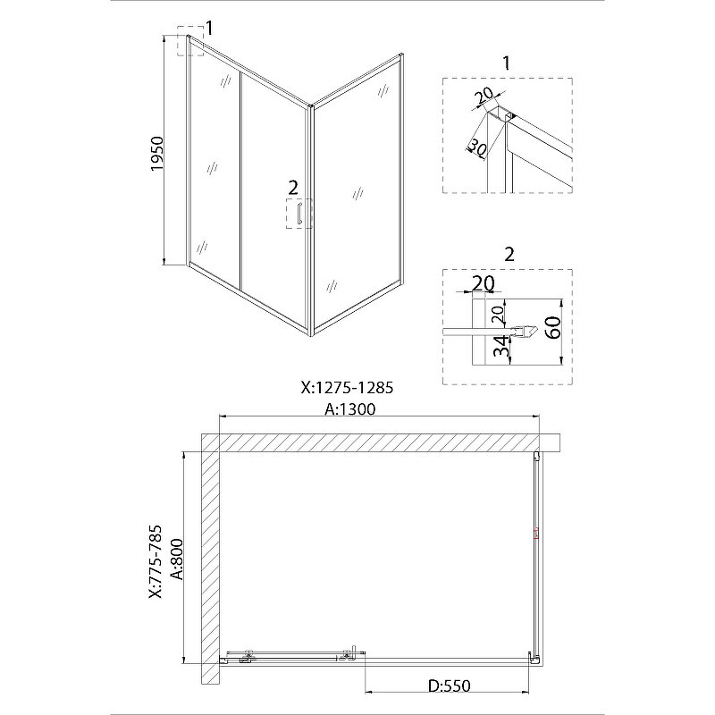 Душевой уголок Niagara Nova 130х80 NG-62-13A-A80