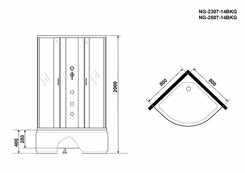 Душевая кабина Niagara Classic 80x80 NG-2507-14BKG