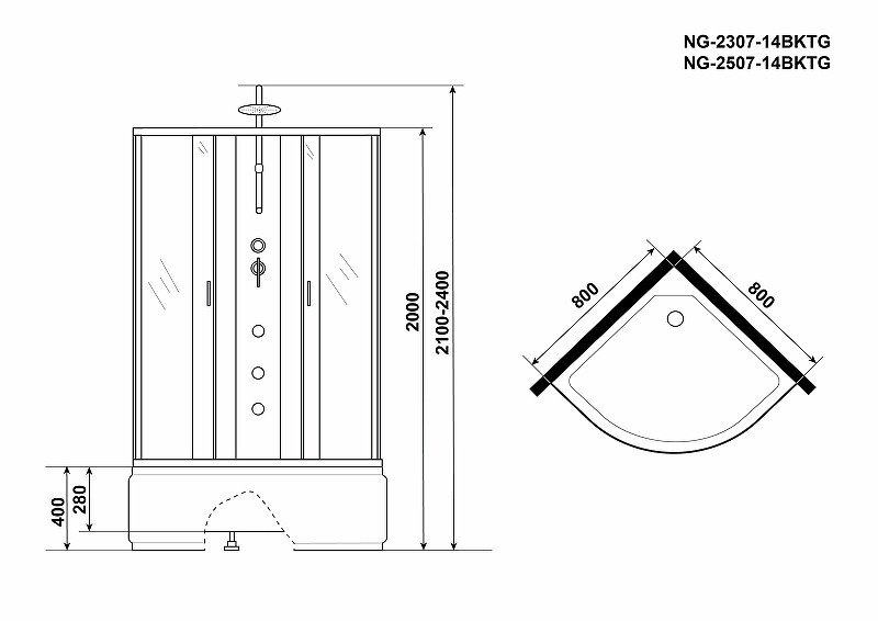 Душевая кабина Niagara Classic 80x80 NG-2507-14BKTG