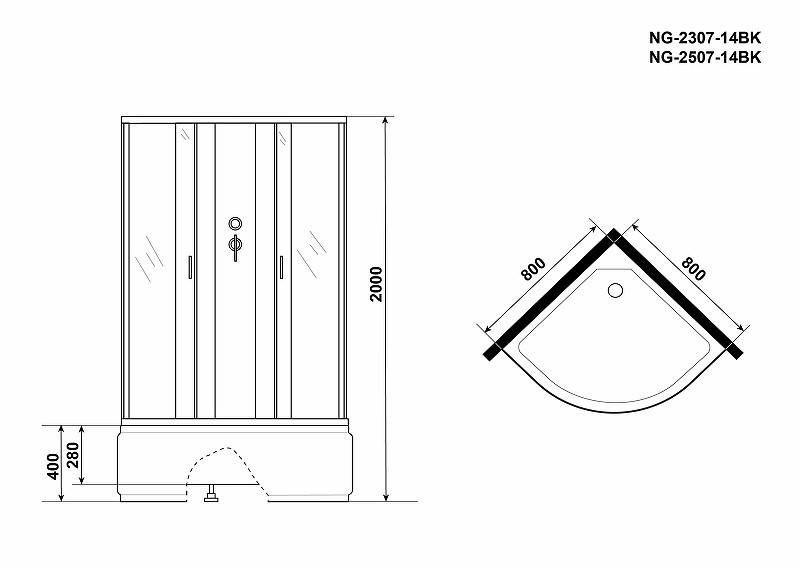 Душевая кабина Niagara Classic 80x80 NG-2307-14BK